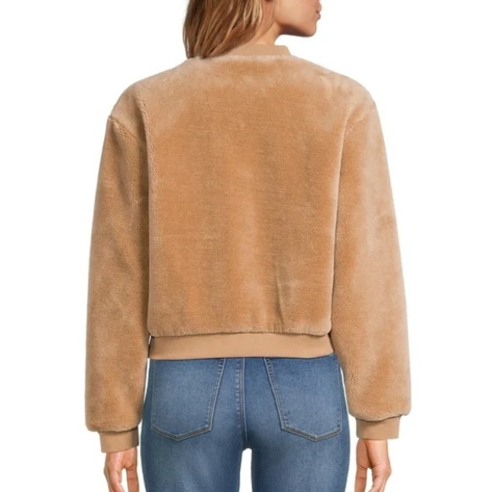 FOREVER 21 Faux Fur bomber jacket Lined Full Zip Pockets Size S